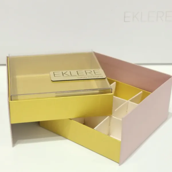 SCATOLA DEGUSTAZIONE DUE LIVELLI CONFETTI, CIOCCOLATO, BON BON, PRALINE, ALTRO