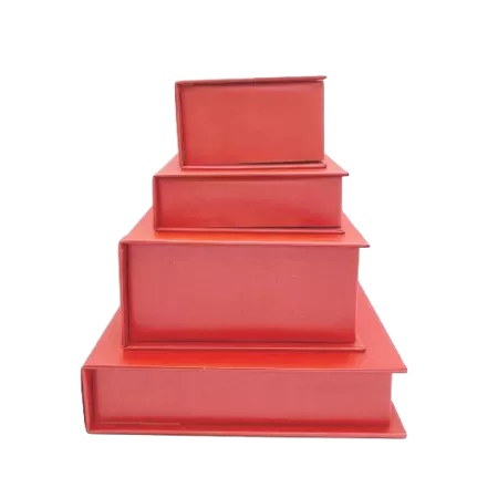 Scatola a libro rivestita in carta perlata, misure 90x90x30mm