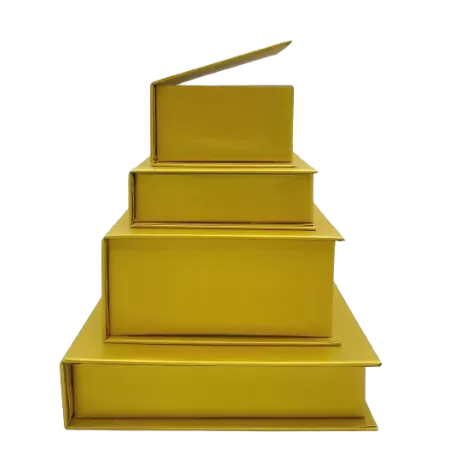 Scatola a libro rivestita in carta perlata, misure 90x90x30mm 2