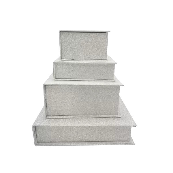 Scatola a libro rivestita in glitter, 90x90x30 mm circa