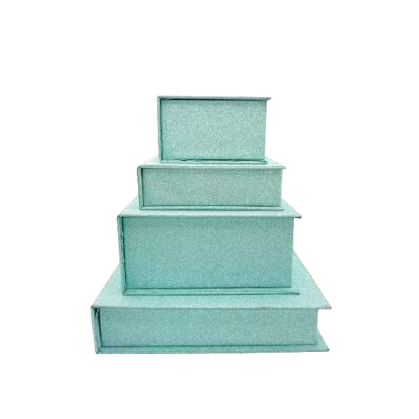 Scatola a libro rivestita in glitter, 90x90x30 mm circa