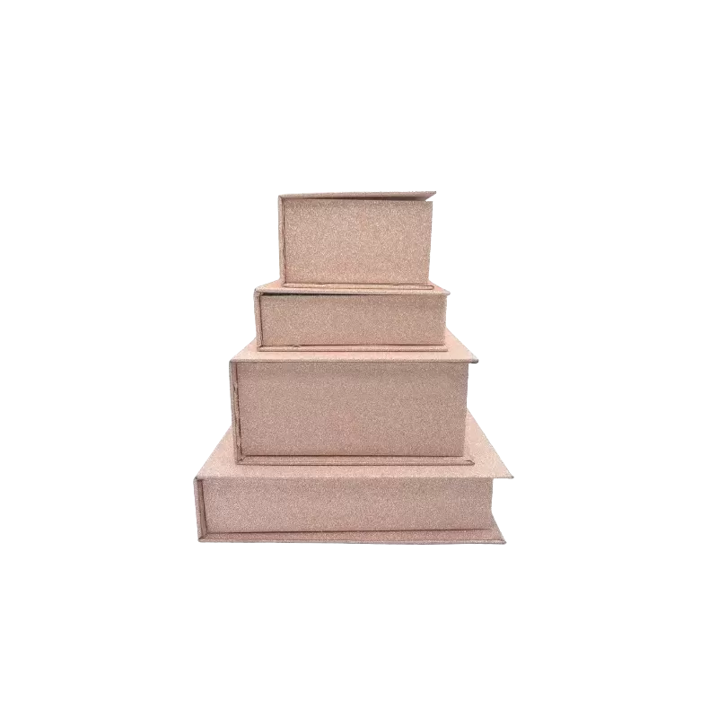 Scatola a libro rivestita in glitter, 90x90x30 mm circa