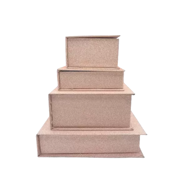 Scatola a libro rivestita in glitter, 90x90x30 mm circa