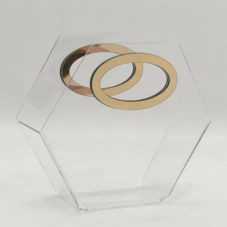 pochette esagonale in plex trasparente LATO BASE 5 cm