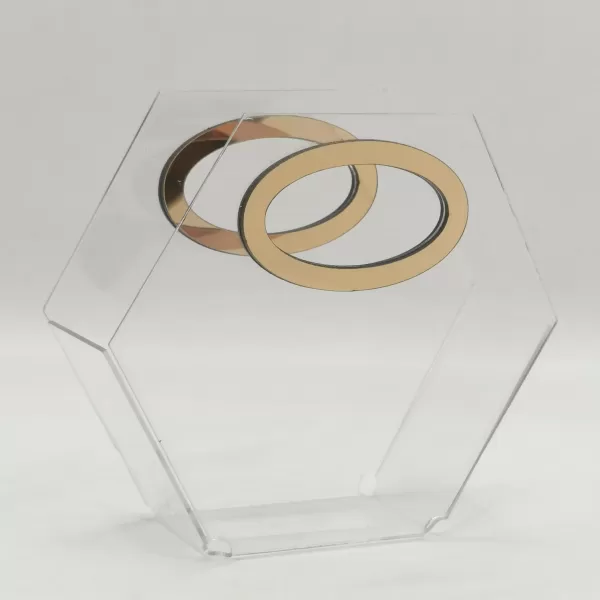 pochette esagonale in plex trasparente LATO BASE 7 cm