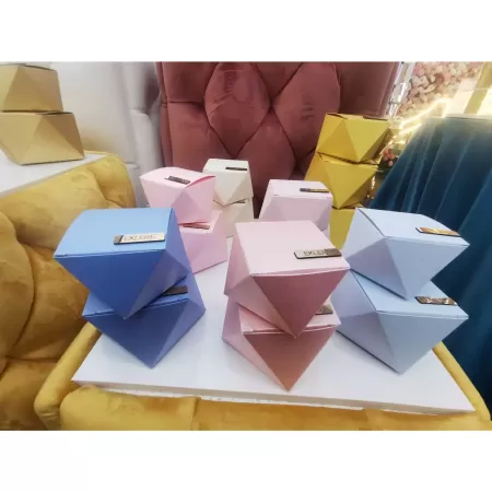 Scatola degustazione Diamond, carta perlata 60x60x45 mm circa